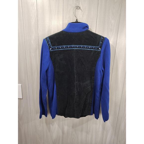 Bob Mackie Wearable Art Leather Sweater Jacket Suede M Full Zip Western Festival - Picture 2 of 6